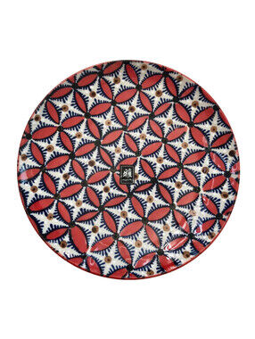 NWT Miyabi Hand-Painted 8" Round Ceramic Plate Red Navy Blue Floral SP28/816